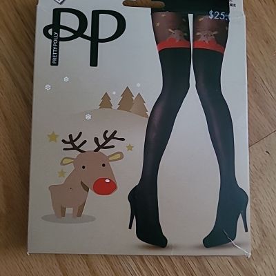 Pretty Polly Reindeer Tights Black One Size